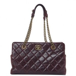 CHANEL Glazed Calfskin Perfect Edge Tote Bordeaux